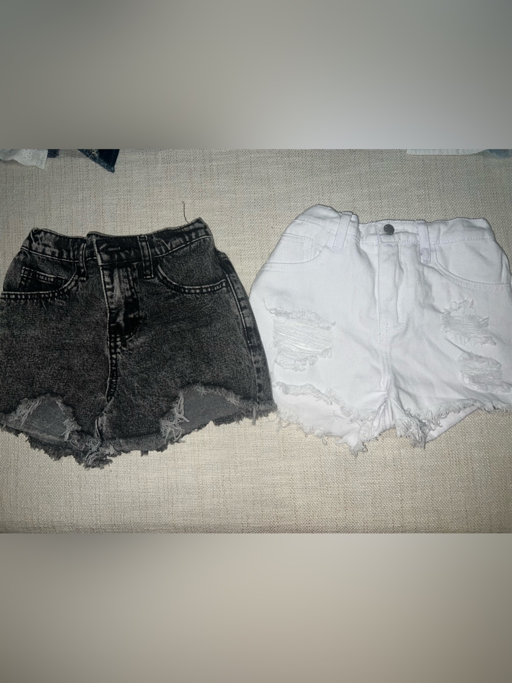 SHEIN Black and White Washed Denim Shorts size 9